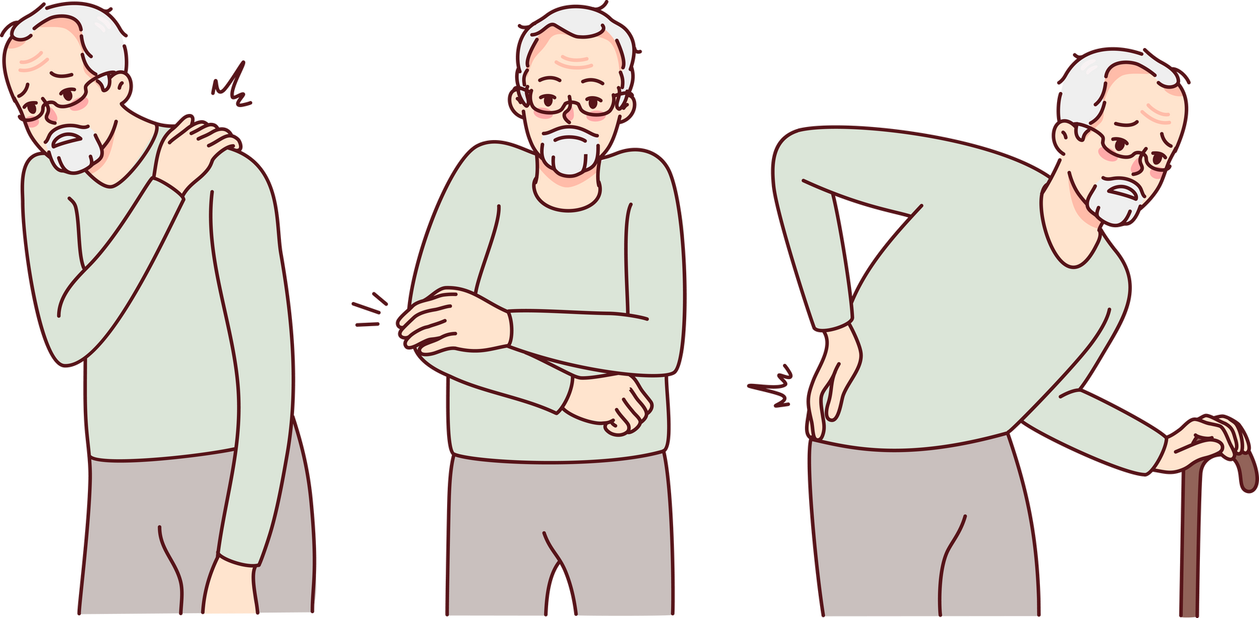 Unwell Old Grandfather Suffer from Health Problems